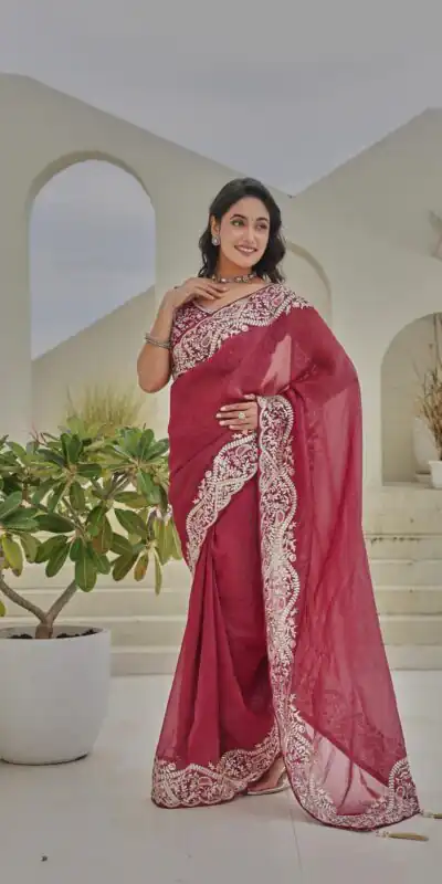 Ram 010 Red Color Silver Crunchy Saree With Embroidery Work Special Wedding, Party, Festive, Events Price ₹2149. Delivery 4-6 Working Days. Shop now. | Bollywood Sarees, Creative Sarees, Designer Sarees, Embroidered Sarees, Ethnic Saree, Modern Digital sarees, Party Wear Sarees, Sarees