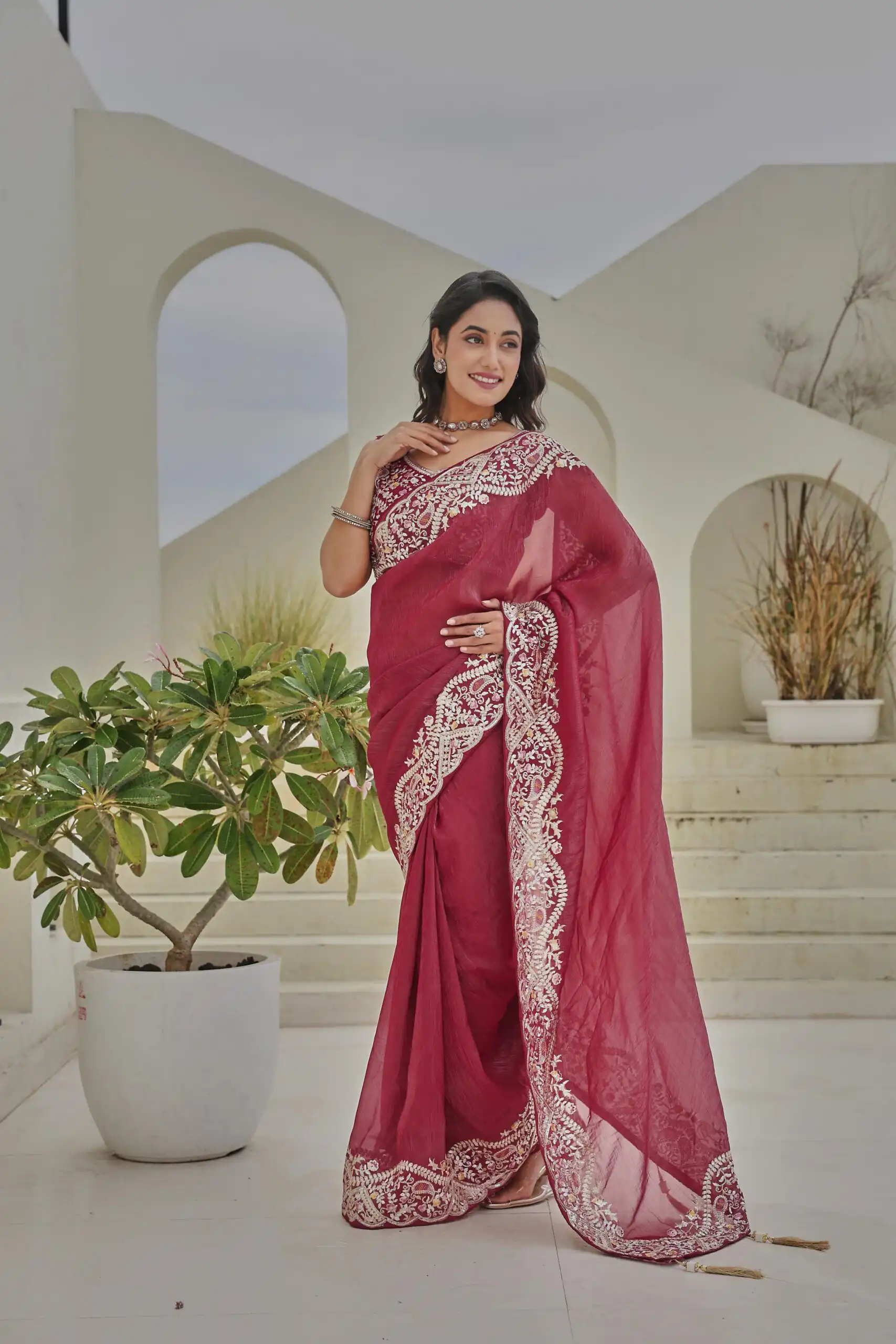 Ram 010 Red Color Silver Crunchy Saree With Embroidery Work Special Wedding, Party, Festive, Events Price ₹2149. Delivery 4-6 Working Days. Shop now. | Bollywood Sarees, Creative Sarees, Designer Sarees, Embroidered Sarees, Ethnic Saree, Modern Digital sarees, Party Wear Sarees, Sarees