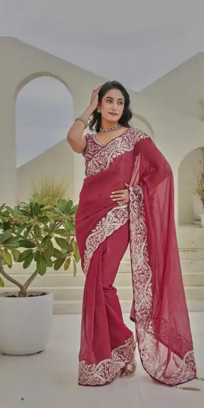 Ram 010 Red Color Silver Crunchy Saree With Embroidery Work Special Wedding, Party, Festive, Events Price ₹2149. Delivery 4-6 Working Days. Shop now. | Bollywood Sarees, Creative Sarees, Designer Sarees, Embroidered Sarees, Ethnic Saree, Modern Digital sarees, Party Wear Sarees, Sarees