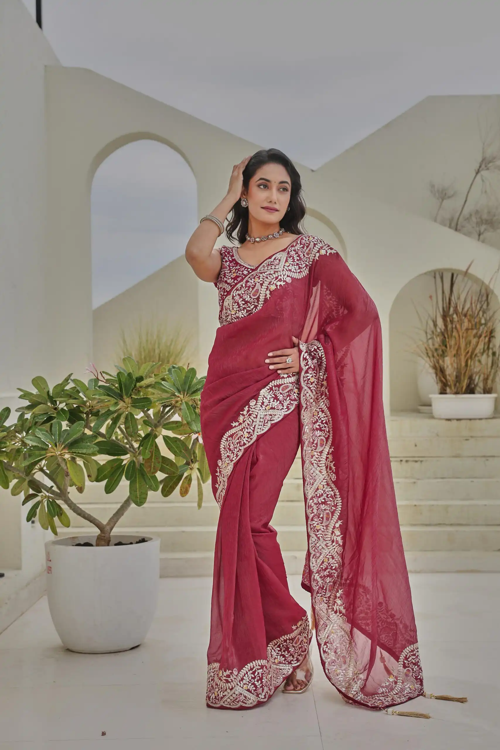 Ram 010 Red Color Silver Crunchy Saree With Embroidery Work Special Wedding, Party, Festive, Events Price ₹2149. Delivery 4-6 Working Days. Shop now. | Bollywood Sarees, Creative Sarees, Designer Sarees, Embroidered Sarees, Ethnic Saree, Modern Digital sarees, Party Wear Sarees, Sarees