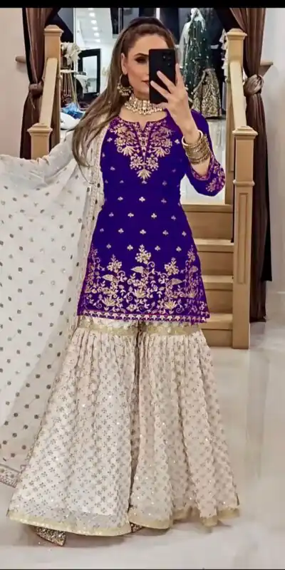 VLM 264 Royal Blue in Fox Georgette Embroidery Work & Lace Work Salwar Suit . Best Price ₹2399. Delivery 4-6 Working Days. Shop now. | Designer Suits, Jump Suits, Tops & Bottoms, Track Suits, Trendy Wear, Casual Suits, Creative suits, Palazzo Suits, Party Wear Suits, Patiala Suits, Salwar suit, Straight Suits