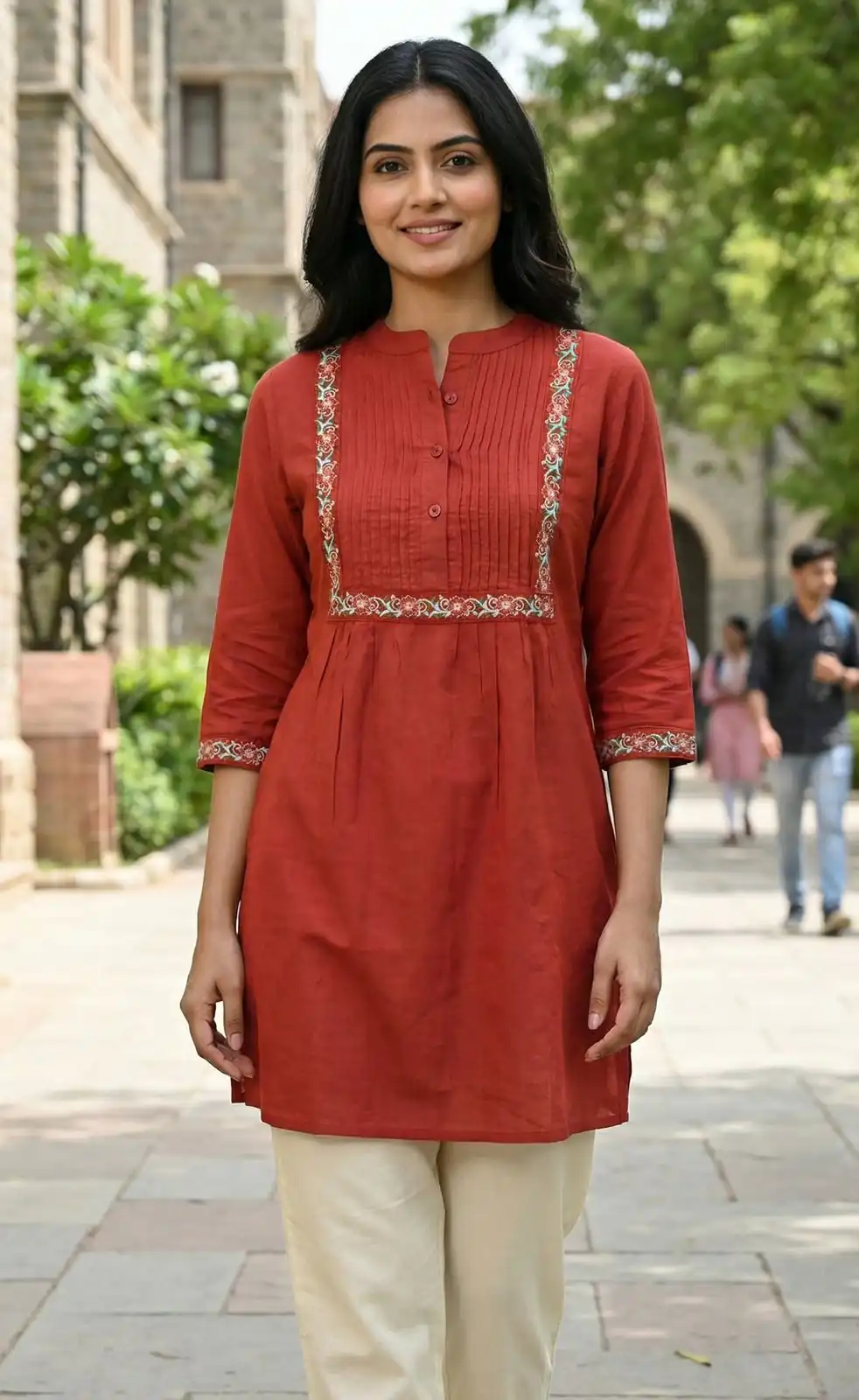 INLI Charmi vol 1 Rust Color Rayon Kurti with malti Embroidery Work. Festive Deal ₹1349. Delivery 4-6 Working Days. Shop now. | Bollywood Kurti, Creative Kurtis, Designer Kurti, Kurti, Party Wear Kurti, Selfie Kurti