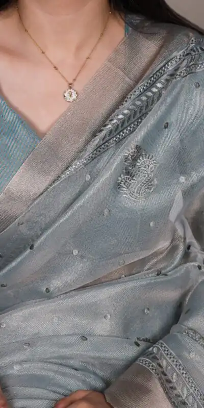 YNF 7402 Sky Blue Color Poly Shimmer Saree with Embroidery Work. Wedding, Party, Festive Festive Deal ₹2499. Delivery 4-6 Working Days. Shop now. | Bollywood Sarees, Creative Sarees, Designer Sarees, Embroidered Sarees, Ethnic Saree, Modern Digital sarees, Party Wear Sarees, Sarees