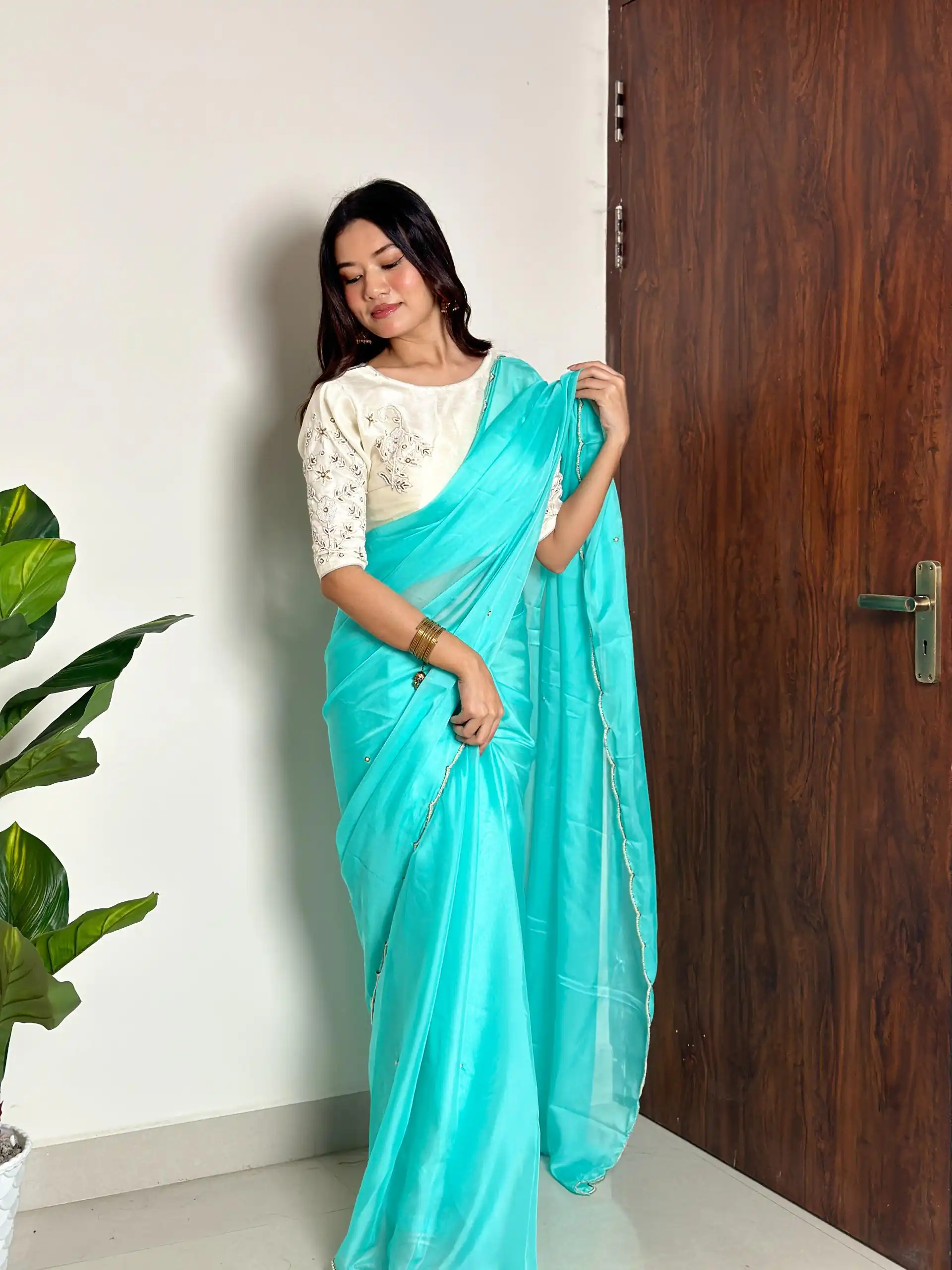 AC CHERRY Sky Blue Soft Organza With Handwork Saree Wedding, Party, Festive, Events Affordable Price ₹2099. Delivery 4-6 Working Days. Shop now. | Bollywood Sarees, Creative Sarees, Designer Sarees, Embroidered Sarees, Ethnic Saree, Modern Digital sarees, Party Wear Sarees, Sarees