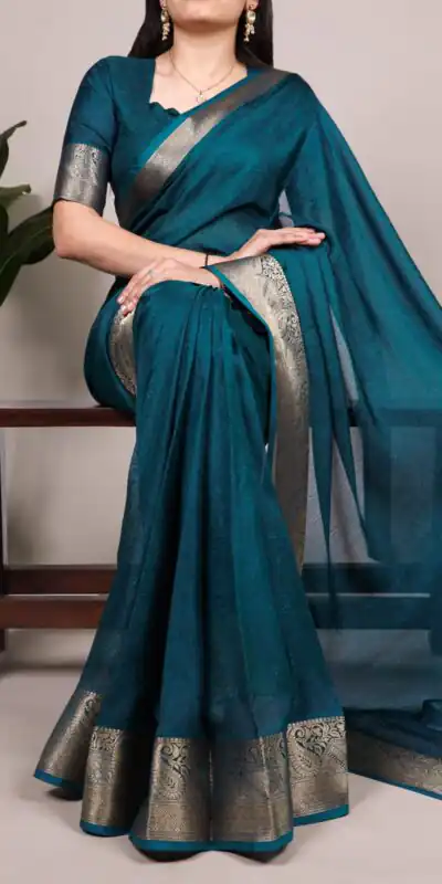 YNF 7908 Teal Mass Mello Saree with Zari Work. Wedding, Party, Festive, Events Introductory Price ₹1449. Delivery 4-6 Working Days. Shop now. | Bollywood Sarees, Creative Sarees, Designer Sarees, Embroidered Sarees, Ethnic Saree, Modern Digital sarees, Party Wear Sarees, Sarees