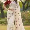 SC 1005 White in Soft fandy Silk Embroidery Work & Lace Work Saree . Available at ₹2499 only. Delivery 4-6 Working Days. Shop now. | Bollywood Sarees, Creative Sarees, Designer Sarees, Embroidered Sarees, Ethnic Saree, Modern Digital sarees, Party Wear Sarees, Sarees