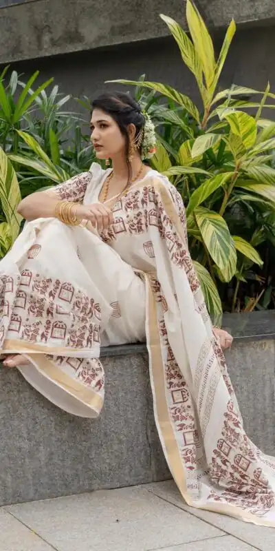 BT 428 White Soft Linen Cotton Saree with Digital Print & Lace Work. Festive Deal ₹1449. Delivery 4-6 Working Days. Shop now. | Bollywood Sarees, Creative Sarees, Designer Sarees, Embroidered Sarees, Ethnic Saree, Modern Digital sarees, Party Wear Sarees, Sarees