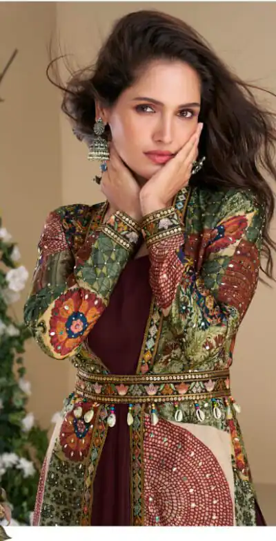 FC 5824 Wine Blooming Georgette Mirror Work & Embroidery Work Kurti in . Special Price ₹2649. Delivery 4-6 Working Days. Shop now. | Bollywood Kurti, Creative Kurtis, Designer Kurti, Kurti, Party Wear Kurti, Selfie Kurti