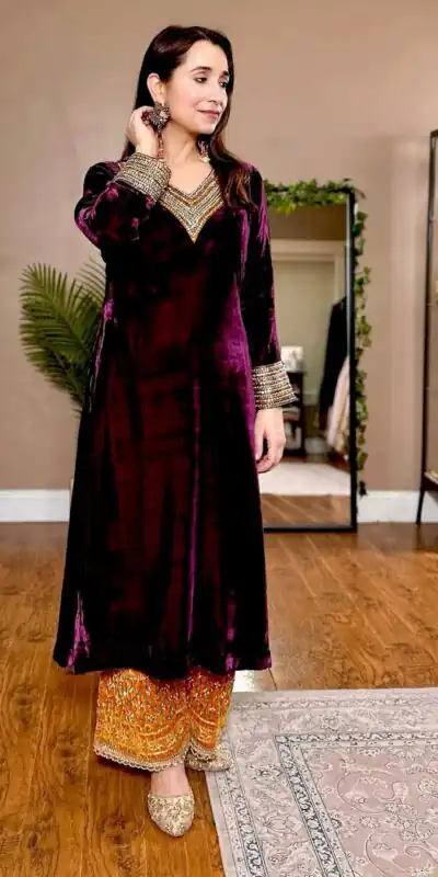 LG 2028 Wine Velvet Salwar Suit with Mirror Work & Embroidery Work. Available at ₹1949 only. Delivery 4-6 Working Days. Shop now. | Designer Suits, Jump Suits, Tops & Bottoms, Track Suits, Trendy Wear, Casual Suits, Creative suits, Palazzo Suits, Party Wear Suits, Patiala Suits, Salwar suit, Straight Suits