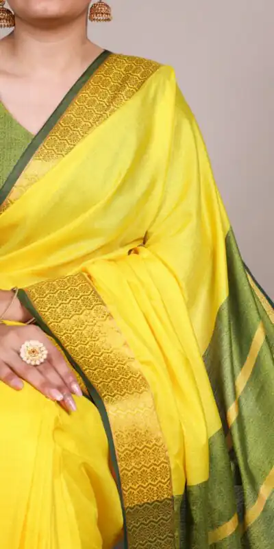 YNF 7408 Yellow Color Poly Cotton Saree With Zari Work. Wedding, Party, Festive, Events, Affordable Price ₹1399. Delivery 4-6 Working Days. Shop now. | Bollywood Sarees, Creative Sarees, Designer Sarees, Embroidered Sarees, Ethnic Saree, Modern Digital sarees, Party Wear Sarees, Sarees
