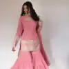 Baby Pink Faux Thread Work Georgette Salwar Suit