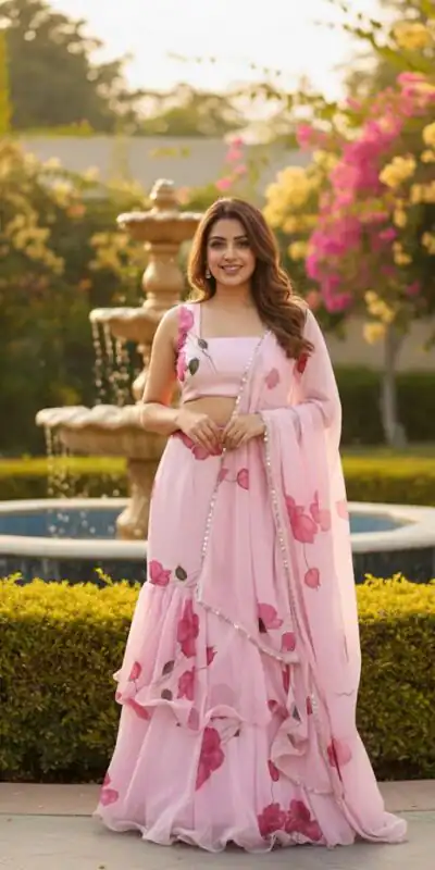 Baby Pink Premium Faux Georgette Saree BD 1805 Baby Pink with Digital Print. Now at just ₹2049. Delivery 4-6 Working Days. Shop now. | Bollywood Sarees, Creative Sarees, Designer Sarees, Embroidered Sarees, Ethnic Saree, Modern Digital sarees, Party Wear Sarees, Sarees