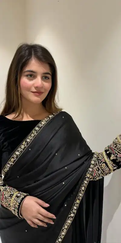 ST 403 Black in 9000 Velvet Embroidery Work & Lace Work Saree . Introductory Price ₹1999. Delivery 4-6 Working Days. Shop now. | Bollywood Sarees, Creative Sarees, Designer Sarees, Embroidered Sarees, Ethnic Saree, Modern Digital sarees, Party Wear Sarees, Sarees