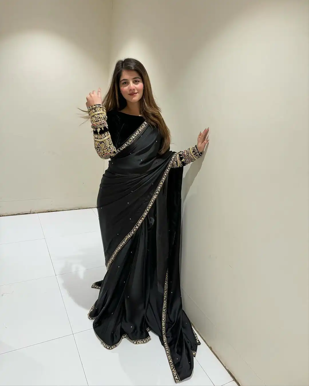 ST 403 Black in 9000 Velvet Embroidery Work & Lace Work Saree . Introductory Price ₹1999. Delivery 4-6 Working Days. Shop now. | Bollywood Sarees, Creative Sarees, Designer Sarees, Embroidered Sarees, Ethnic Saree, Modern Digital sarees, Party Wear Sarees, Sarees