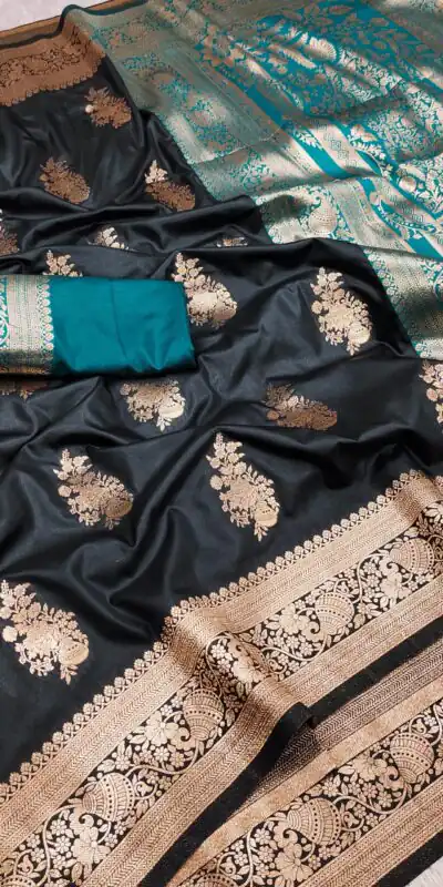 MB 1027 Black in Banarasi Silk Zari Work & Lace Work Saree . Available at ₹1999 only. Delivery 4-6 Working Days. Shop now. | Bollywood Sarees, Creative Sarees, Designer Sarees, Embroidered Sarees, Ethnic Saree, Modern Digital sarees, Party Wear Sarees, Sarees