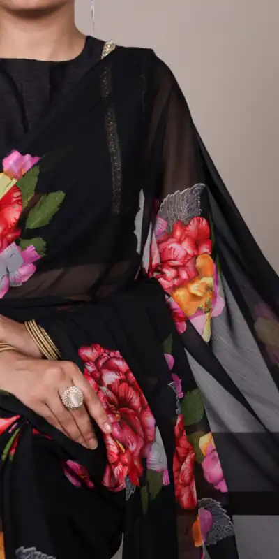 YNF 7009 Black Chiffon Saree with Lace Work. Wedding, Party, Festive, Events, Exclusive Offer ₹1749. Delivery 4-6 Working Days. Shop now. | Bollywood Sarees, Creative Sarees, Designer Sarees, Embroidered Sarees, Ethnic Saree, Modern Digital sarees, Party Wear Sarees, Sarees