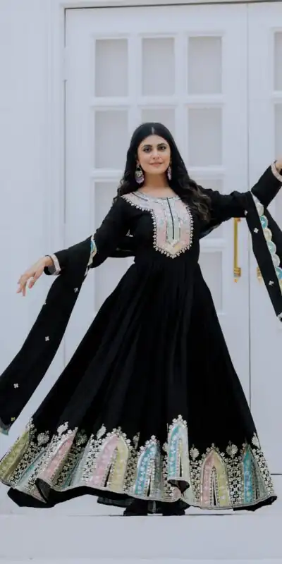 ZF 5002 Black Color Chinon Silk Salwar Suit with Embroidery Work. Festive Deal ₹2099. Delivery 4-6 Working Days. Shop now. | Jump Suits, Straight Suits, Tops & Bottoms, Track Suits, Trendy Wear, Casual Suits, Creative suits, Designer Suits, Palazzo Suits, Party Wear Suits, Patiala Suits, Salwar suit