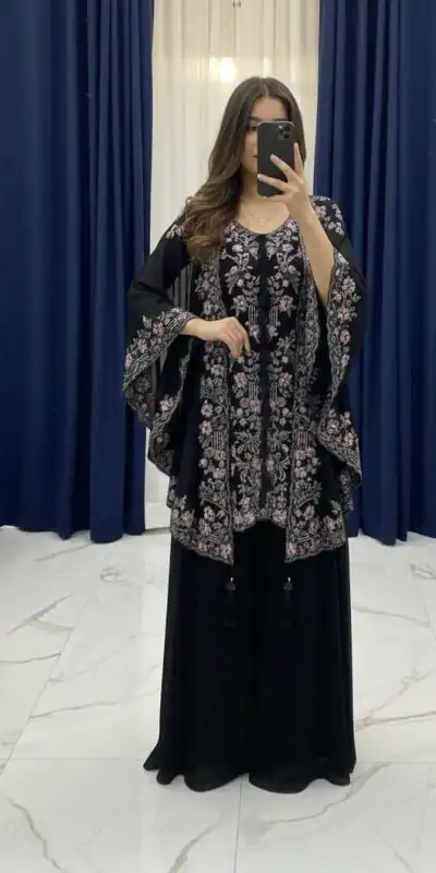 BE 406 Black in Color Faux Georgette Embroidery Work Salwar Suit . Grab it for ₹2449. Delivery 4-6 Working Days. Shop now. | Jump Suits, Straight Suits, Tops & Bottoms, Track Suits, Trendy Wear, Casual Suits, Creative suits, Designer Suits, Palazzo Suits, Party Wear Suits, Patiala Suits, Salwar suit