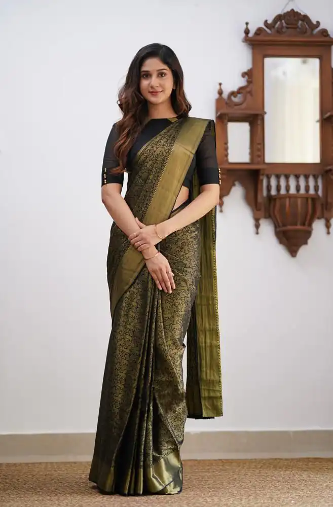 KPR 168 Black in Soft Lichi Silk Lace Border & Lace Work Saree . Available at ₹1299 only. Delivery 4-6 Working Days. Shop now. | Bollywood Sarees, Creative Sarees, Designer Sarees, Embroidered Sarees, Ethnic Saree, Modern Digital sarees, Party Wear Sarees, Sarees
