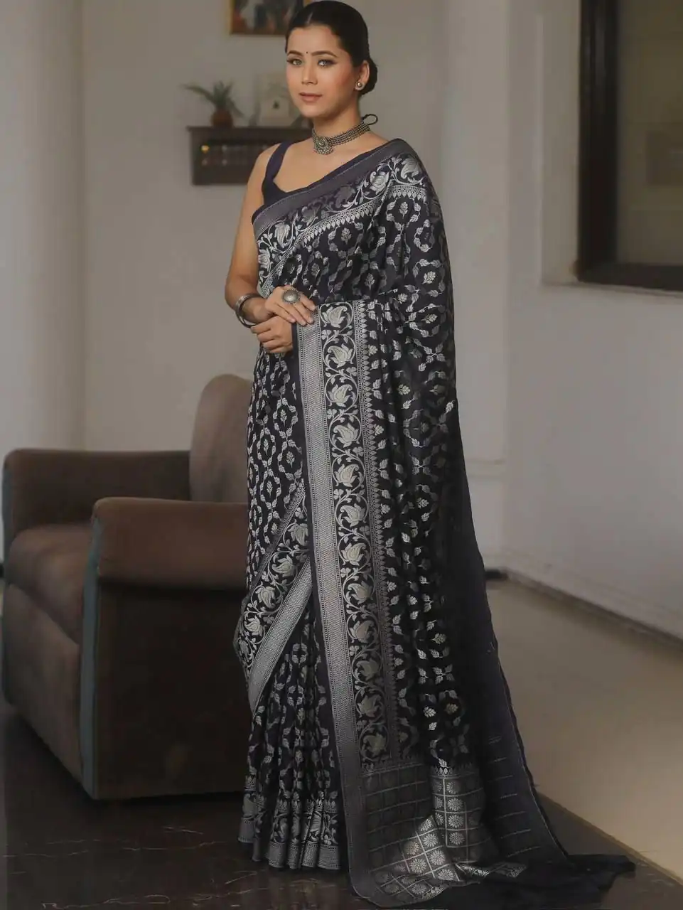 KPR 277 Black in Soft Lichi Silk Lace Border & Lace Work Saree . Available at ₹1299 only. Delivery 4-6 Working Days. Shop now. | Bollywood Sarees, Creative Sarees, Designer Sarees, Embroidered Sarees, Ethnic Saree, Modern Digital sarees, Party Wear Sarees, Sarees