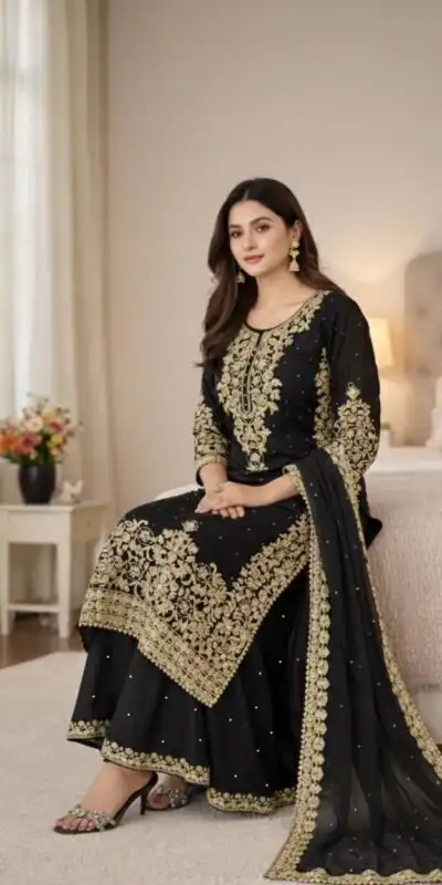 SSR 535 Black in Organza Silk Embroidery Work Salwar Suit . Available at ₹2399 only. Delivery 4-6 Working Days. Shop now. | Jump Suits, Straight Suits, Tops & Bottoms, Track Suits, Trendy Wear, Casual Suits, Creative suits, Designer Suits, Palazzo Suits, Party Wear Suits, Patiala Suits, Salwar suit