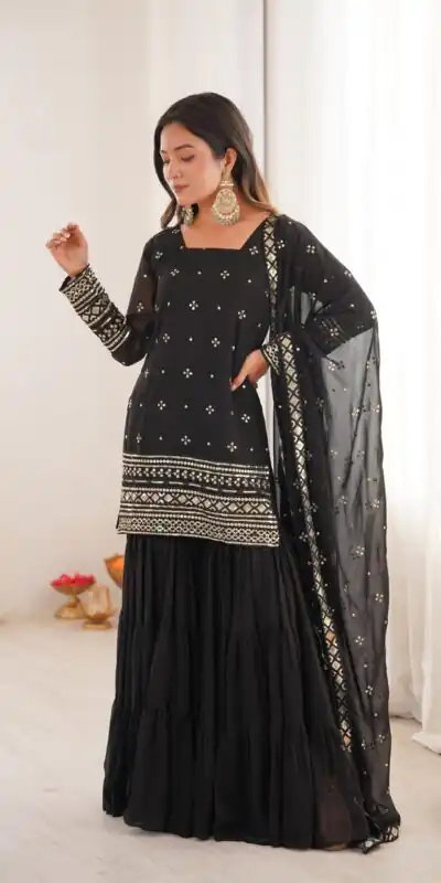 SRK 5317 Black Georgette Salwar Suit with Embroidery Work. Wedding, Party, Festive Best Price ₹2399. Delivery 4-6 Working Days. Shop now. | Jump Suits, Straight Suits, Tops & Bottoms, Track Suits, Trendy Wear, Casual Suits, Creative suits, Designer Suits, Palazzo Suits, Party Wear Suits, Patiala Suits, Salwar suit