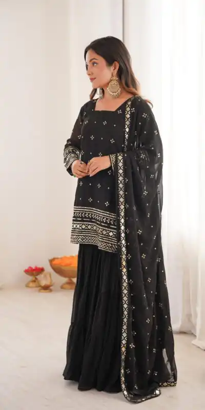 SRK 5317 Black Georgette Salwar Suit with Embroidery Work. Wedding, Party, Festive Best Price ₹2399. Delivery 4-6 Working Days. Shop now. | Jump Suits, Straight Suits, Tops & Bottoms, Track Suits, Trendy Wear, Casual Suits, Creative suits, Designer Suits, Palazzo Suits, Party Wear Suits, Patiala Suits, Salwar suit
