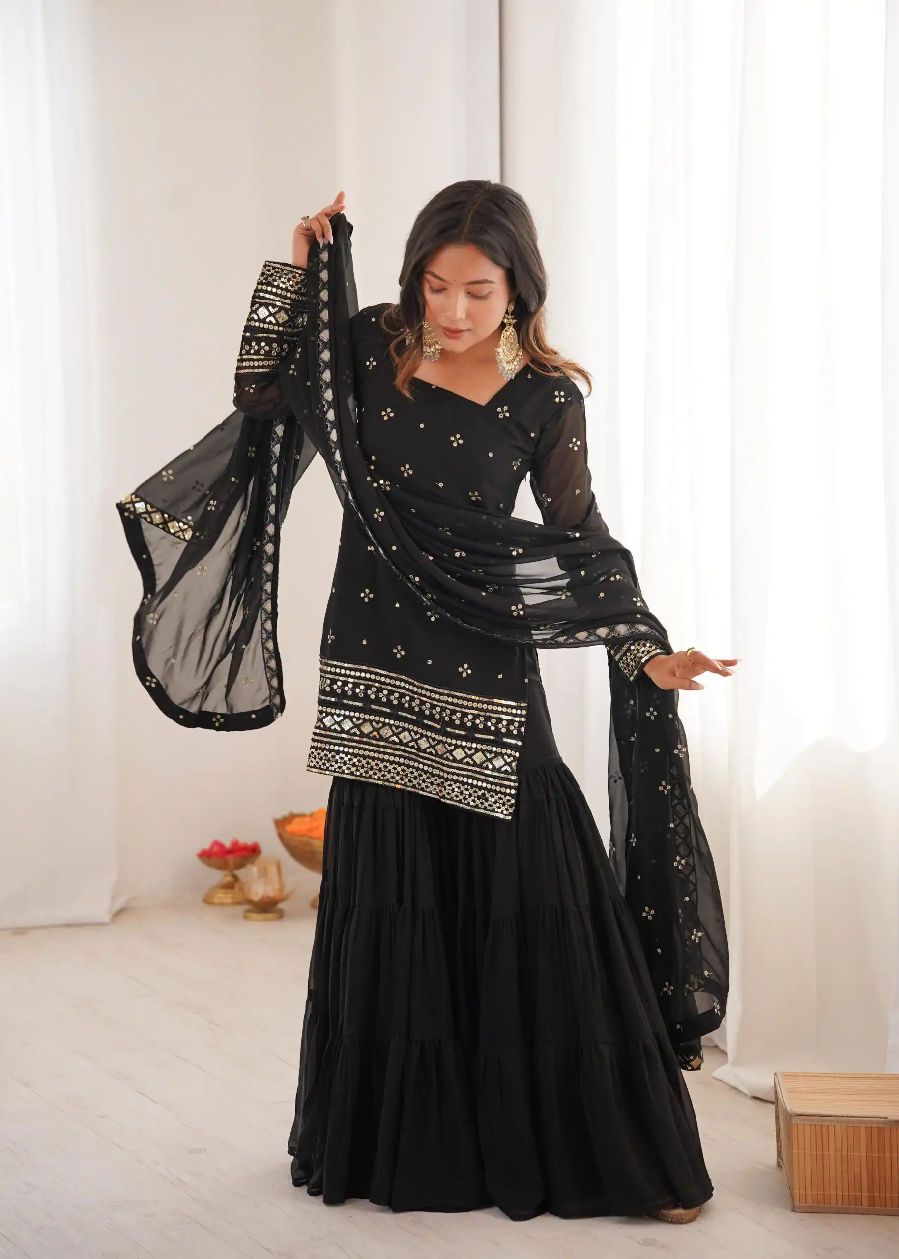 SRK 5317 Black Georgette Salwar Suit with Embroidery Work. Wedding, Party, Festive Best Price ₹2399. Delivery 4-6 Working Days. Shop now. | Jump Suits, Straight Suits, Tops & Bottoms, Track Suits, Trendy Wear, Casual Suits, Creative suits, Designer Suits, Palazzo Suits, Party Wear Suits, Patiala Suits, Salwar suit