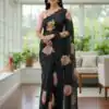 BT 412 Black TB Organza Saree with Digital Print. Wedding, Party, Festive, Events, Navratri Garba, Special Price ₹1649. Delivery 4-6 Working Days. Shop now. | Bollywood Sarees, Creative Sarees, Designer Sarees, Embroidered Sarees, Ethnic Saree, Modern Digital sarees, Party Wear Sarees, Sarees