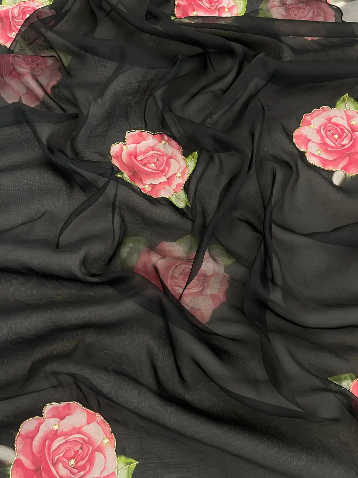 BT 412 Black TB Organza Saree with Digital Print. Wedding, Party, Festive, Events, Navratri Garba, Special Price ₹1649. Delivery 4-6 Working Days. Shop now. | Bollywood Sarees, Creative Sarees, Designer Sarees, Embroidered Sarees, Ethnic Saree, Modern Digital sarees, Party Wear Sarees, Sarees