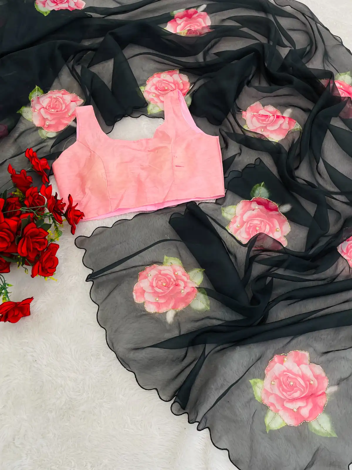 BT 412 Black TB Organza Saree with Digital Print. Wedding, Party, Festive, Events, Navratri Garba, Special Price ₹1649. Delivery 4-6 Working Days. Shop now. | Bollywood Sarees, Creative Sarees, Designer Sarees, Embroidered Sarees, Ethnic Saree, Modern Digital sarees, Party Wear Sarees, Sarees