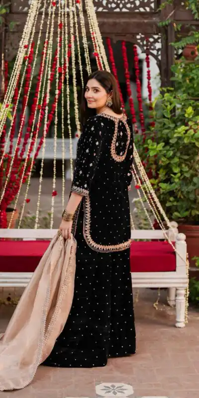 KD 1536 Black Viscose Velvet Thread Sequence Work Salwar Suit Wedding, Party, Festive, Events, Special Price ₹2399. Delivery 4-6 Working Days. Shop now. | Designer Suits, Jump Suits, Tops & Bottoms, Track Suits, Trendy Wear, Casual Suits, Creative suits, Palazzo Suits, Party Wear Suits, Patiala Suits, Salwar suit, Straight Suits