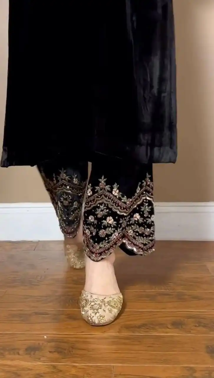 RTC 5810 Black Viscose velvet Salwar Suit. Perfect for Wedding, Party, Baby Shower, Housewarming, Eid – Get it for ₹1999. Delivery 4-6 Working Days. | Jump Suits, Straight Suits, Tops & Bottoms, Track Suits, Trendy Wear, Casual Suits, Creative suits, Designer Suits, Palazzo Suits, Party Wear Suits, Patiala Suits, Salwar suit