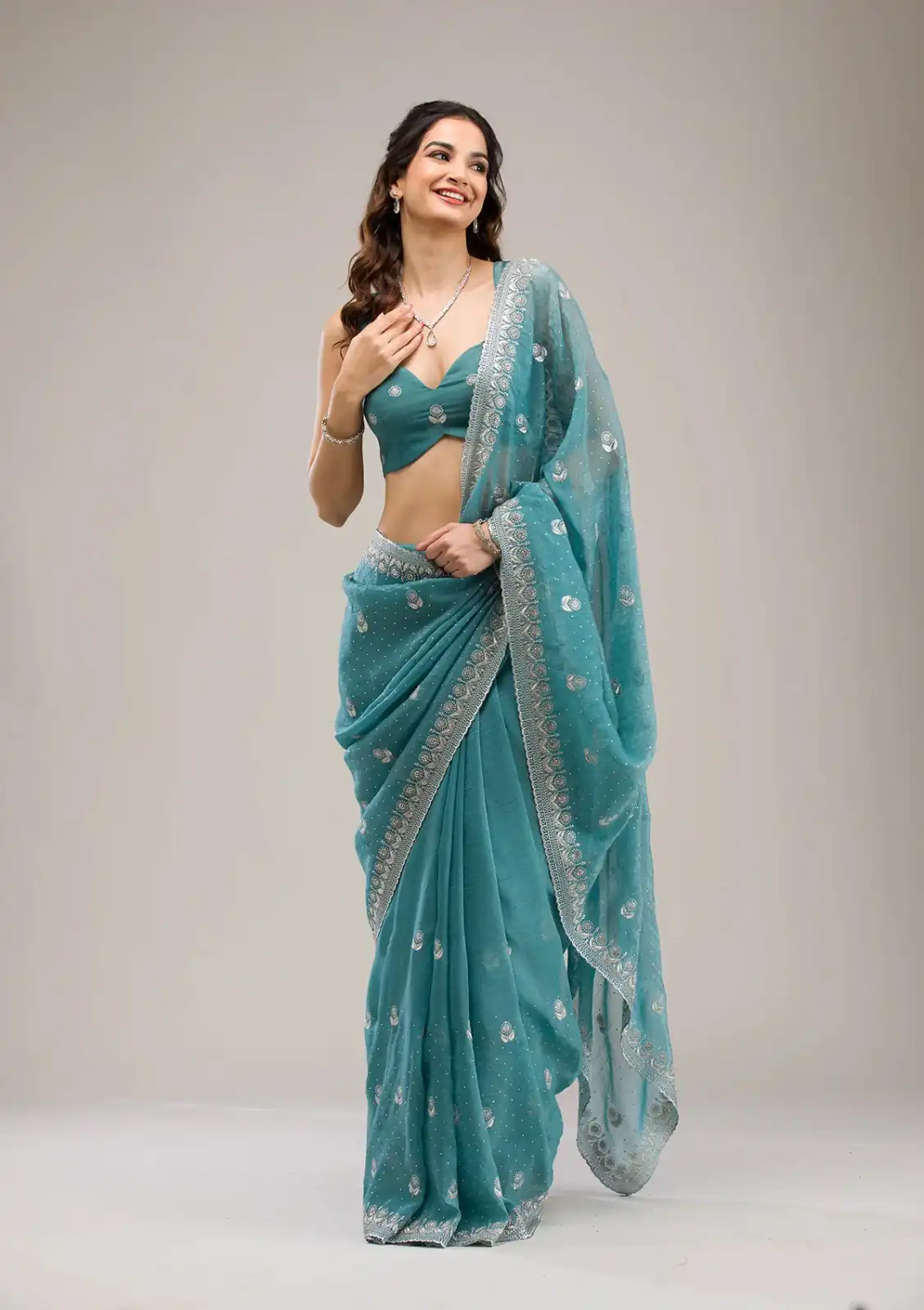 BT 439 Blue Crunchy Ciffon Saree Perfect for Wedding, Party, Bridal Wear, Raksha Bandhan, Festival Celebrations – . Special Price ₹1899. Delivery 4-6 | Bollywood Sarees, Creative Sarees, Designer Sarees, Embroidered Sarees, Ethnic Saree, Modern Digital sarees, Party Wear Sarees, Sarees