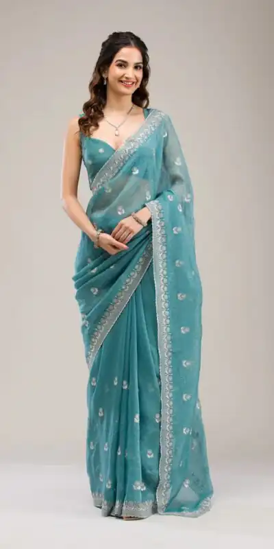 BT 439 Blue Crunchy Ciffon Saree Perfect for Wedding, Party, Bridal Wear, Raksha Bandhan, Festival Celebrations – . Special Price ₹1899. Delivery 4-6 | Bollywood Sarees, Creative Sarees, Designer Sarees, Embroidered Sarees, Ethnic Saree, Modern Digital sarees, Party Wear Sarees, Sarees