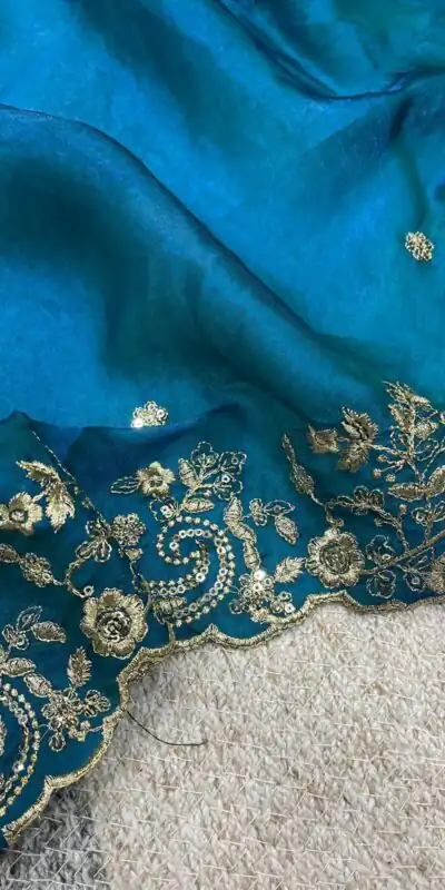 BT 3151 Blue Fandy Satin Silk Saree with Sequins Work & Embroidery Work. Get it for ₹1949. Delivery 4-6 Working Days. Shop now. | Bollywood Sarees, Creative Sarees, Designer Sarees, Embroidered Sarees, Ethnic Saree, Modern Digital sarees, Party Wear Sarees, Sarees