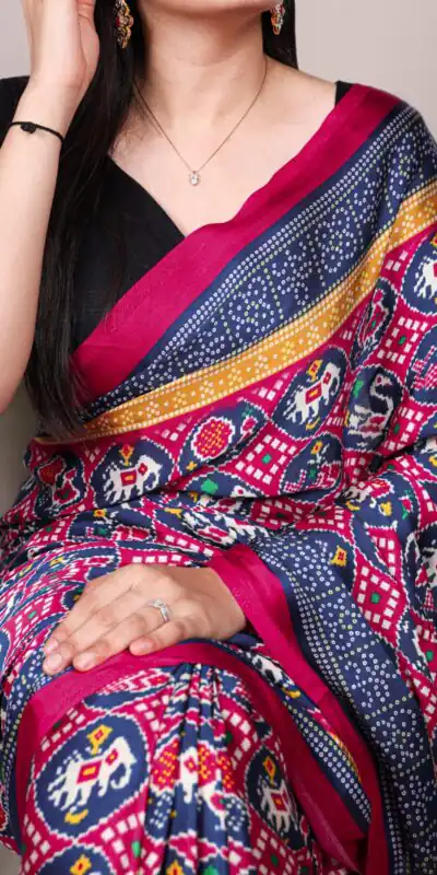 YNF 7801 Blue Gaji Silk Saree with Patola Print. Wedding, Party, Festive, Events, Best Price ₹2999. Delivery 4-6 Working Days. Shop now. | Bollywood Sarees, Creative Sarees, Designer Sarees, Embroidered Sarees, Ethnic Saree, Modern Digital sarees, Party Wear Sarees, Sarees