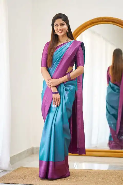 KPR 177 Blue in Soft Lichi Silk Jacquard Work Designer Work Saree . Now at just ₹1449. Delivery 4-6 Working Days. Shop now. | Bollywood Sarees, Creative Sarees, Designer Sarees, Embroidered Sarees, Ethnic Saree, Modern Digital sarees, Party Wear Sarees, Sarees
