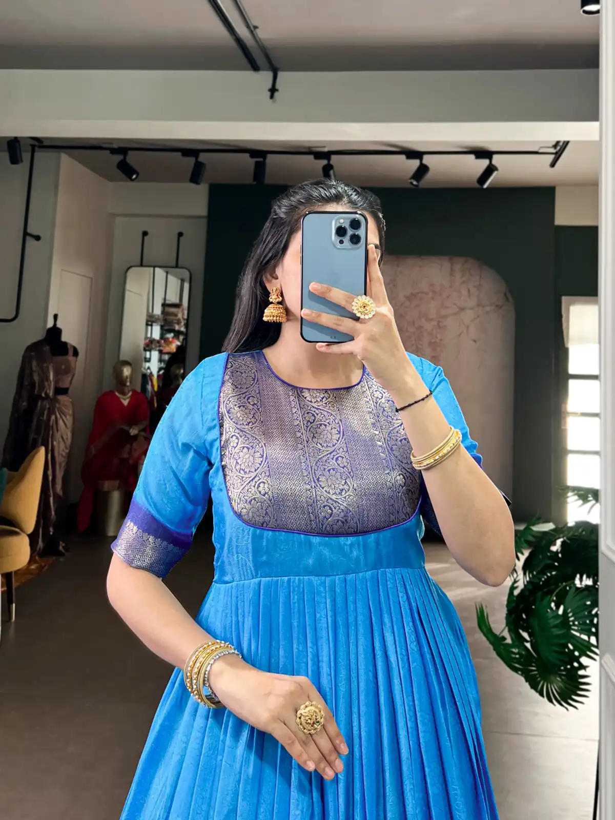 YNF 5012 Blue Mass Mello Gown with Zari Work. Available at ₹1799 only. Wedding, Party, Festive, Events Delivery 4-6 Working Days. Shop now. | Bollywood Gowns, Creative Gowns, Designer Gowns, Embroidered Gowns, Gowns, Party Wear Gowns