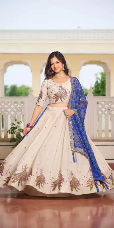 Ram 102 Blue Color Pure Tissue silk Lehenga Choli with Embroidery Work. Grab it for ₹3249. Delivery 4-6 Working Days. Shop now. | Bollywood Lehenga, Creative Lehenga, Designer Lehenga, Embroidered Lehenga, Lehenga, Party Wear Lehenga