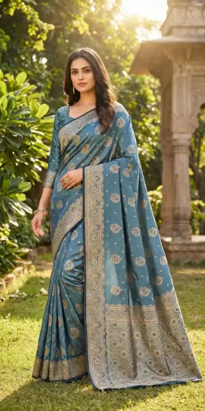 MB 9 Blue Color Satin Silk Saree with Lace Work & Zari Work. Wedding, Party, Festive, Events Exclusive Offer ₹2149. Delivery 4-6 Working Days. Shop now. | Bollywood Sarees, Creative Sarees, Designer Sarees, Embroidered Sarees, Ethnic Saree, Modern Digital sarees, Party Wear Sarees, Sarees