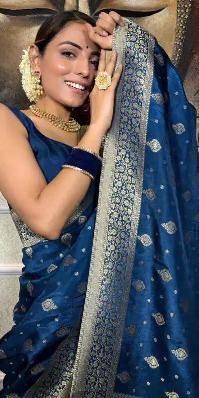 KPR 210 Blue Soft Lichi Silk Saree with Lace Work & Lace Border. Special Price ₹1399. Delivery 4-6 Working Days. Shop now. | Bollywood Sarees, Creative Sarees, Designer Sarees, Embroidered Sarees, Ethnic Saree, Modern Digital sarees, Party Wear Sarees, Sarees