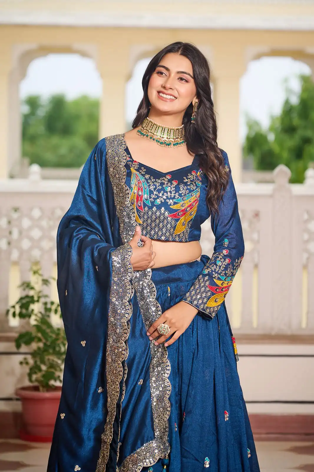 Ram 113 Blue Color Vichitra Lehenga Choli with Embroidery Work. Exclusive Offer ₹3099. Delivery 4-6 Working Days. Shop now. | Bollywood Lehenga, Creative Lehenga, Designer Lehenga, Embroidered Lehenga, Lehenga, Party Wear Lehenga