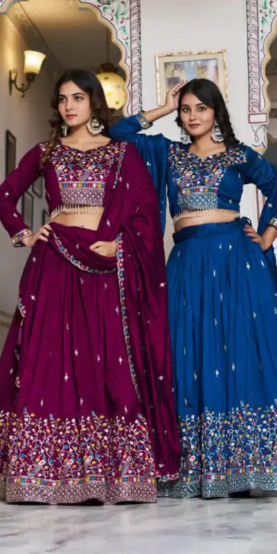 Ram 147 Blue Vichitra Silk Lehenga Choli Perfect for Wedding, Party, Ganesh Chaturthi, Housewarming, Engagement – . Introductory Price ₹3349. Delivery | Bollywood Lehenga, Creative Lehenga, Designer Lehenga, Embroidered Lehenga, Lehenga, Party Wear Lehenga