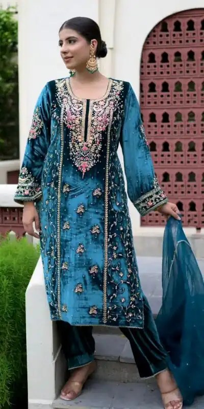 AD 184 Blue Viscose Velvet Salwar Suit with Embroidery Work. Introductory Price ₹2149. Delivery 4-6 Working Days. Shop now. | Jump Suits, Tops & Bottoms, Track Suits, Trendy Wear, Casual Suits, Creative suits, Designer Suits, Palazzo Suits, Party Wear Suits, Patiala Suits, Salwar suit, Straight Suits