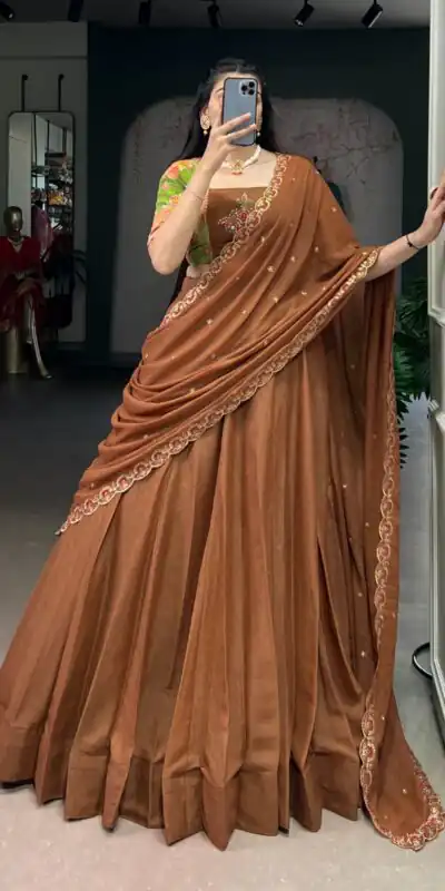 LNB 1068 Brown in Chocolate Crush Embroidery Work & Sequins Work Lehenga Choli . Available at ₹3349 only. Delivery 4-6 Working Days. Shop now. | Bollywood Lehenga, Creative Lehenga, Designer Lehenga, Embroidered Lehenga, Lehenga, Party Wear Lehenga