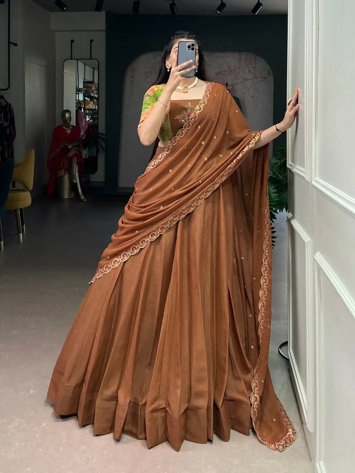 LNB 1068 Brown in Chocolate Crush Embroidery Work & Sequins Work Lehenga Choli . Available at ₹3349 only. Delivery 4-6 Working Days. Shop now. | Bollywood Lehenga, Creative Lehenga, Designer Lehenga, Embroidered Lehenga, Lehenga, Party Wear Lehenga