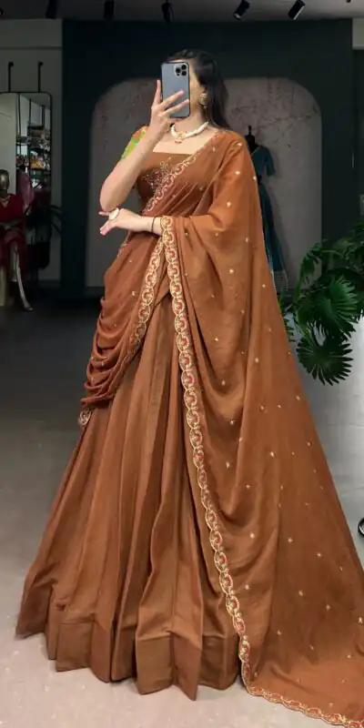 LNB 1068 Brown in Chocolate Crush Embroidery Work & Sequins Work Lehenga Choli . Available at ₹3349 only. Delivery 4-6 Working Days. Shop now. | Bollywood Lehenga, Creative Lehenga, Designer Lehenga, Embroidered Lehenga, Lehenga, Party Wear Lehenga