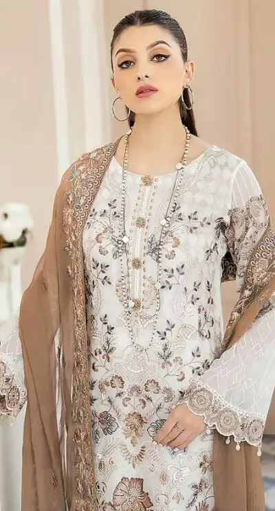 DS SF 123 Brown Georgette Salwar Suit Perfect for Wedding, Party, Family Gatherings, Lohri, Mehendi – . Now at just ₹1949. Delivery 4-6 Working Days. | Jump Suits, Straight Suits, Tops & Bottoms, Track Suits, Trendy Wear, Casual Suits, Creative suits, Designer Suits, Palazzo Suits, Party Wear Suits, Patiala Suits, Salwar suit