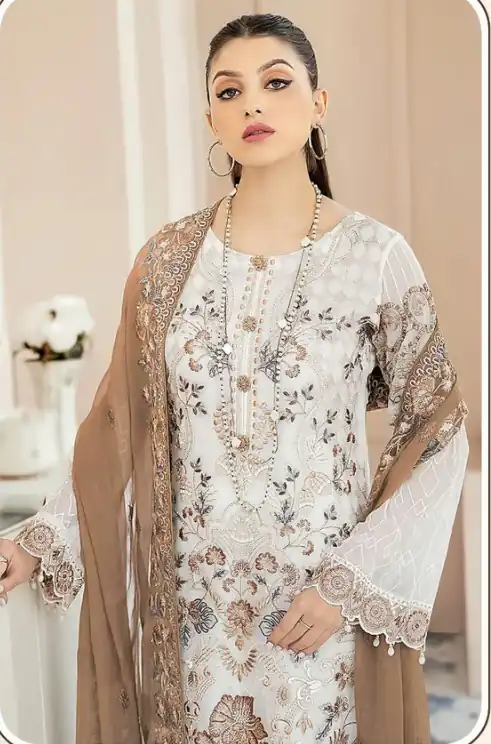 DS SF 123 Brown Georgette Salwar Suit Perfect for Wedding, Party, Family Gatherings, Lohri, Mehendi – . Now at just ₹1949. Delivery 4-6 Working Days. | Jump Suits, Straight Suits, Tops & Bottoms, Track Suits, Trendy Wear, Casual Suits, Creative suits, Designer Suits, Palazzo Suits, Party Wear Suits, Patiala Suits, Salwar suit